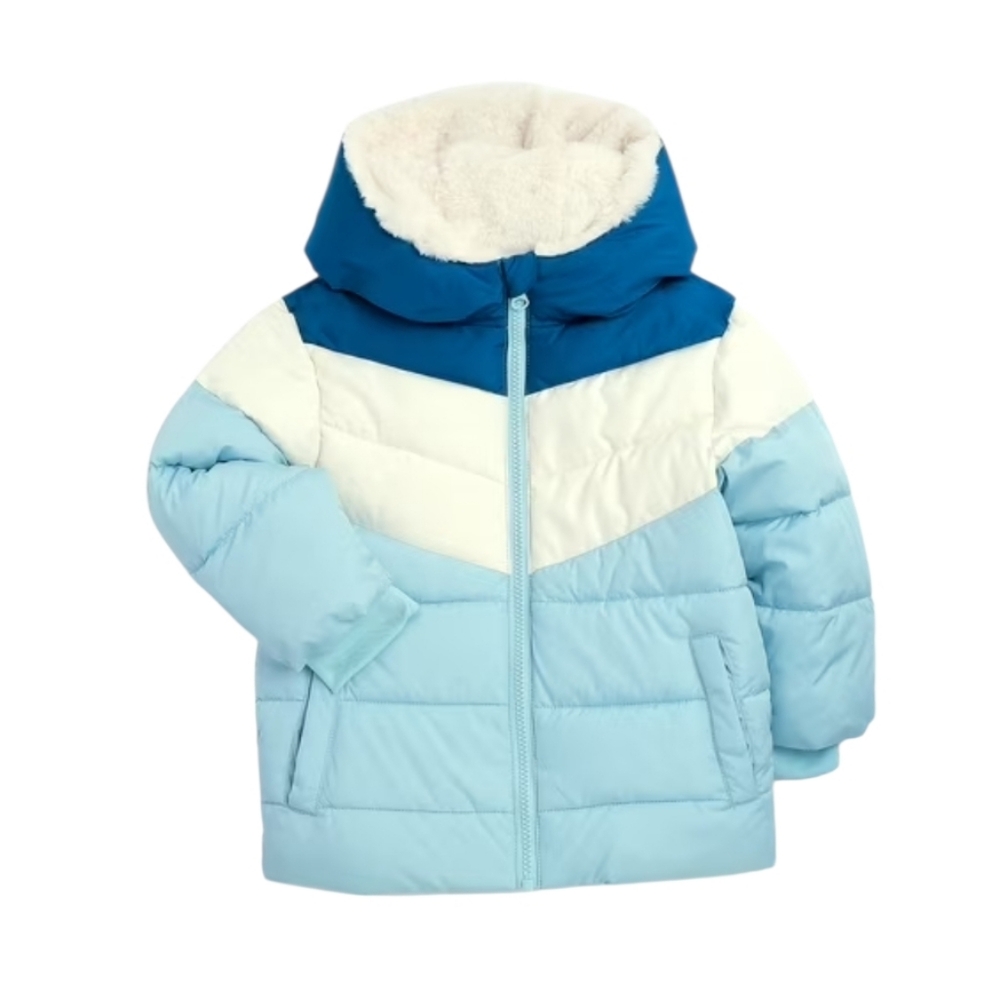 Swiss Tech Girls Warm Winter Blue Jacket with‎ White Soft Fuzzy White Interior
